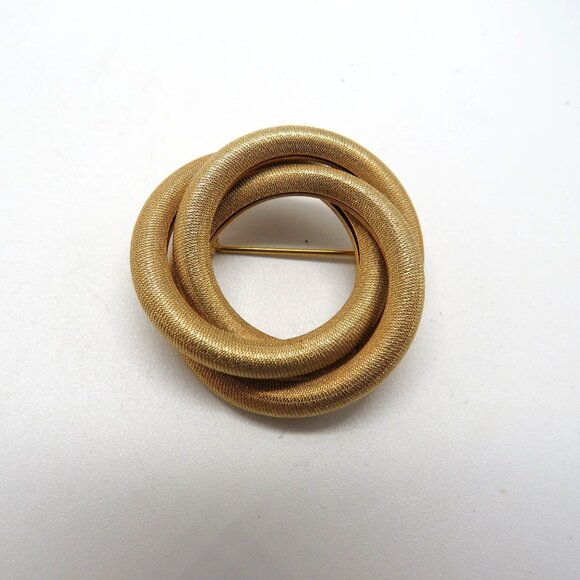 Vintage Sarah Coventry Brooch Twisted Circle Gold Tone Swirl Coiled Pin - Picture 4 of 11